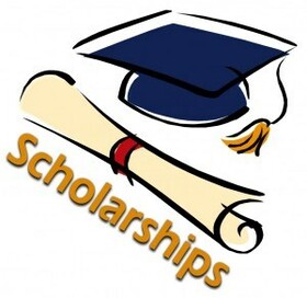 cap and diploma and the word "scholarships"